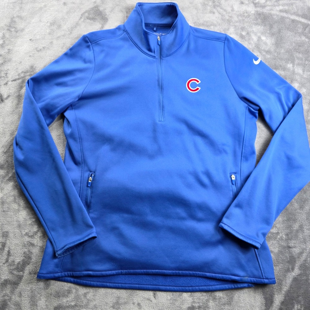 Nike Men’s Blue Quarter-Zip Pullover with Red Accent slim fit